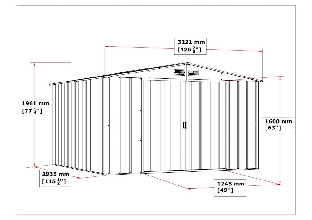 Duramax ECO 3.12 x 2.94 m Metal Shed - Anthracite