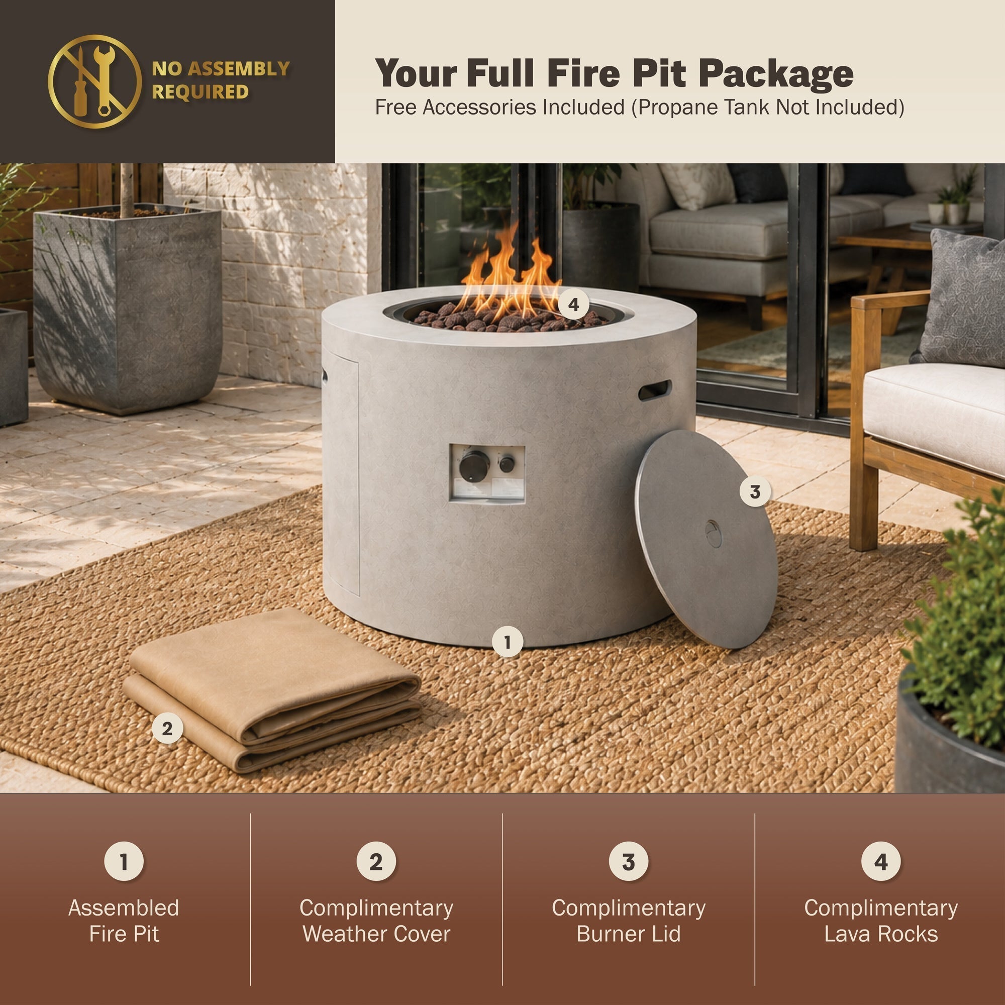 Loren 32" Outdoor Alloy Steel Fire Pit Table for Patio