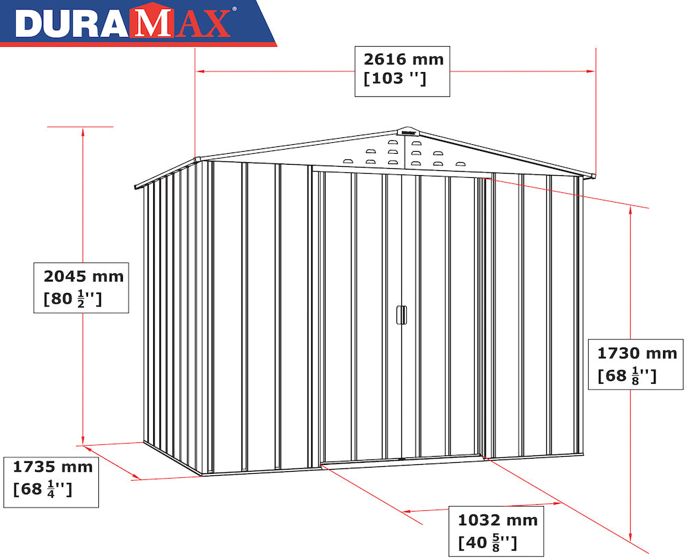 Duramax TOP 2.52 x 1.74 m Metal Shed - Anthracite
